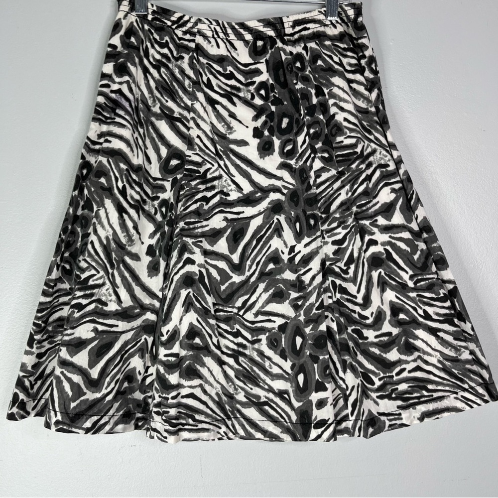 Additions By Chicos Skirt Women’s 1 M Black White Printed Cotton Lined A Line - Picture 9 of 12